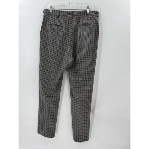 Vintage 70's Wash & Wear Men's 36" x 32" Plaid Polyester Knit Retro Disco Pants - Picture 5 of 11
